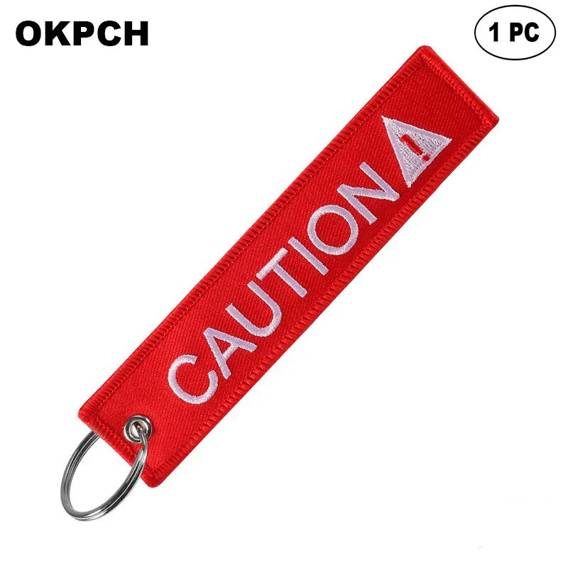 Caution - Motorcycle Keychain