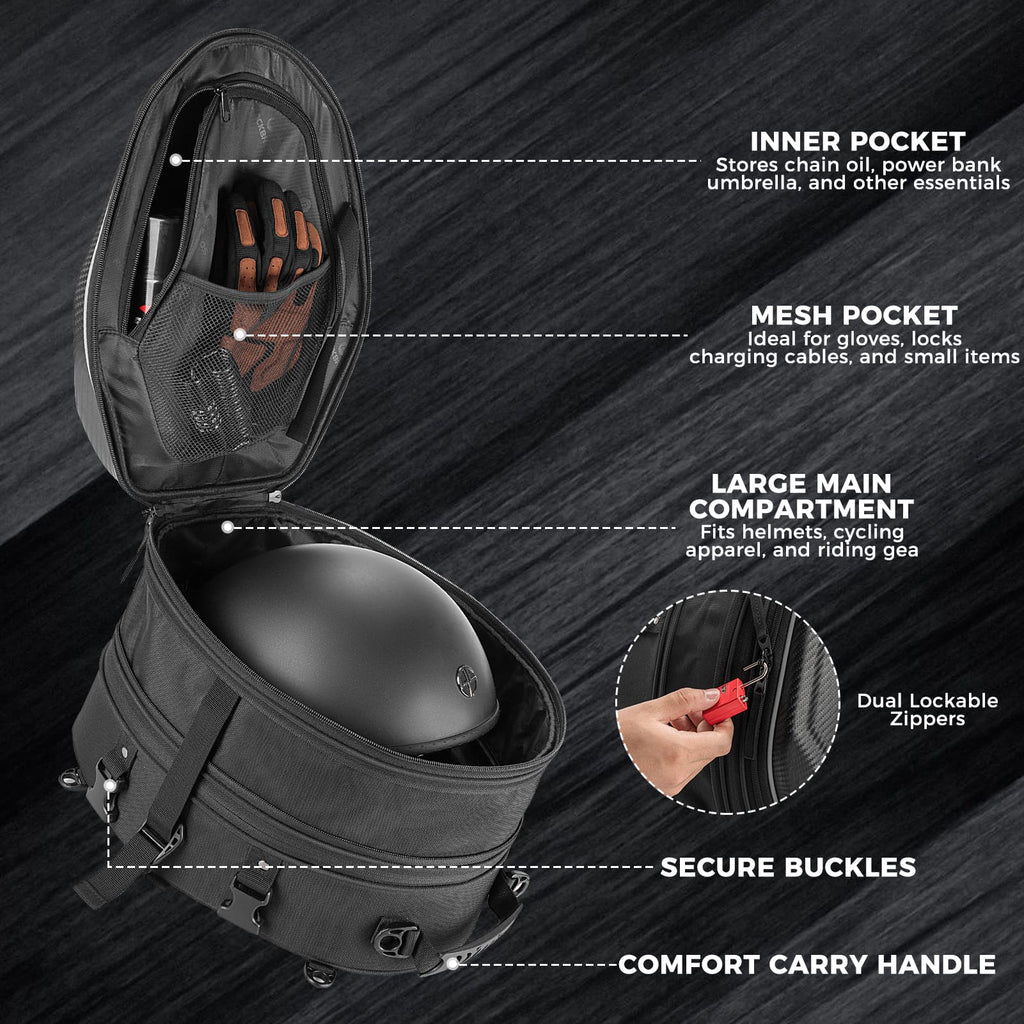 Hard Shell Motorcycle Rear Seat Bag